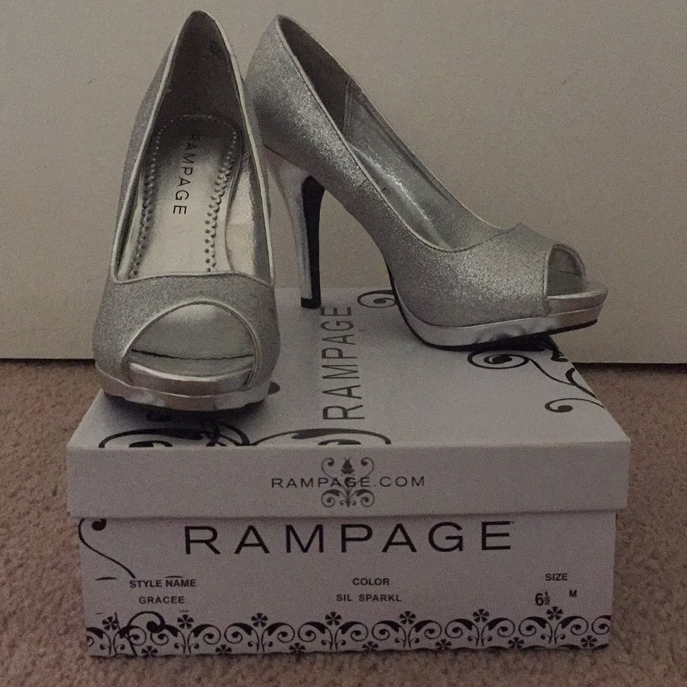 Sparkly silver heels